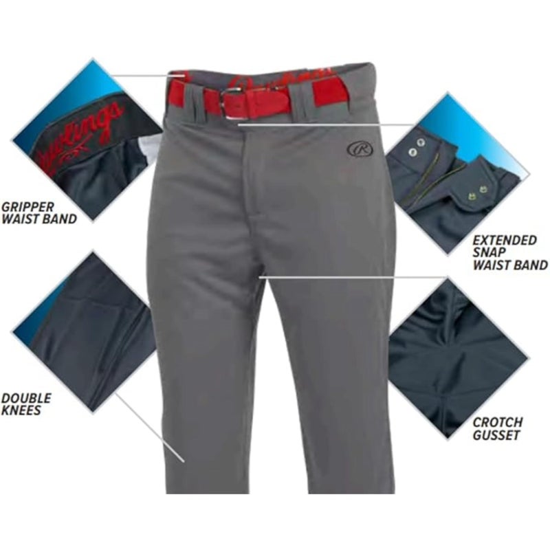 Rawlings | LAUNCH SERIES Knicker Baseball Pants | Youth Large | Grey - Image 3